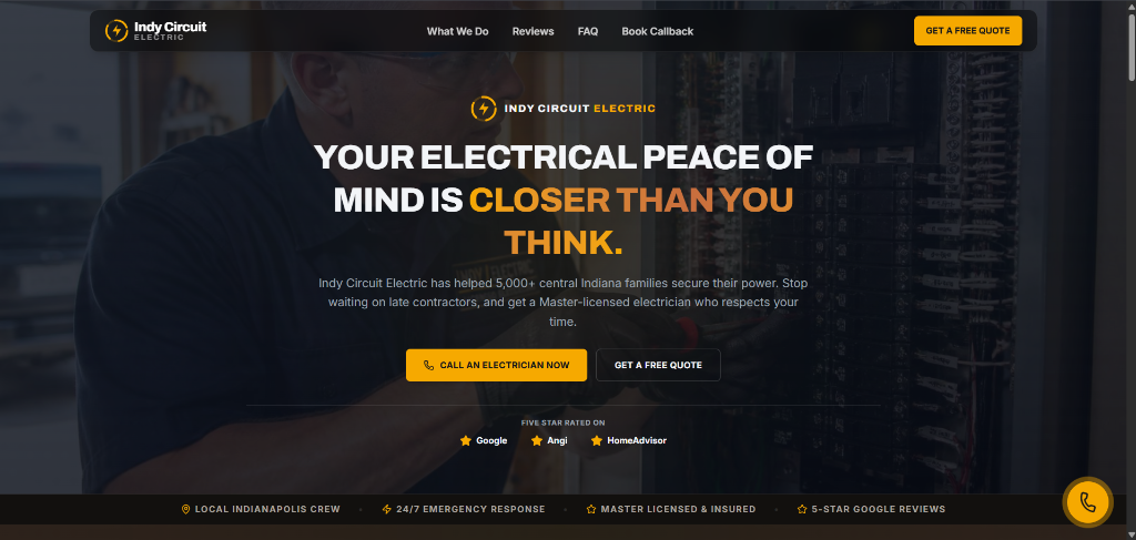 Electrical website demo: Indy Circuit Electric