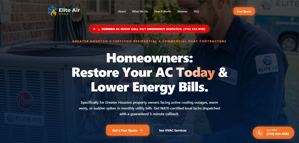 HVAC website demo: Elite Air HVAC
