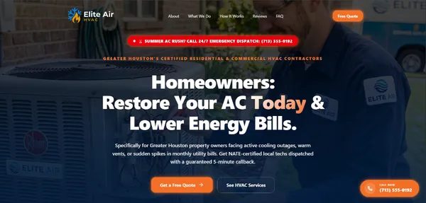 Elite Air HVAC — HVAC contractor website demo