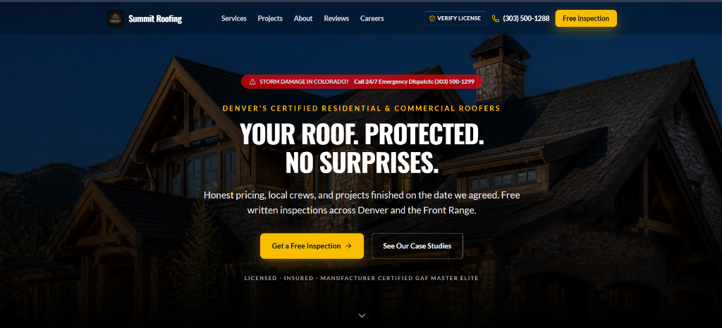 Roofing website demo: Summit Roofing
